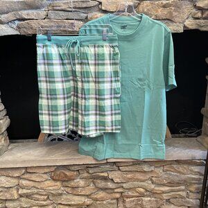 Lands' End Men's Knit Jersey Pajama T-Shirt & Shorts Sleep Set, NWT